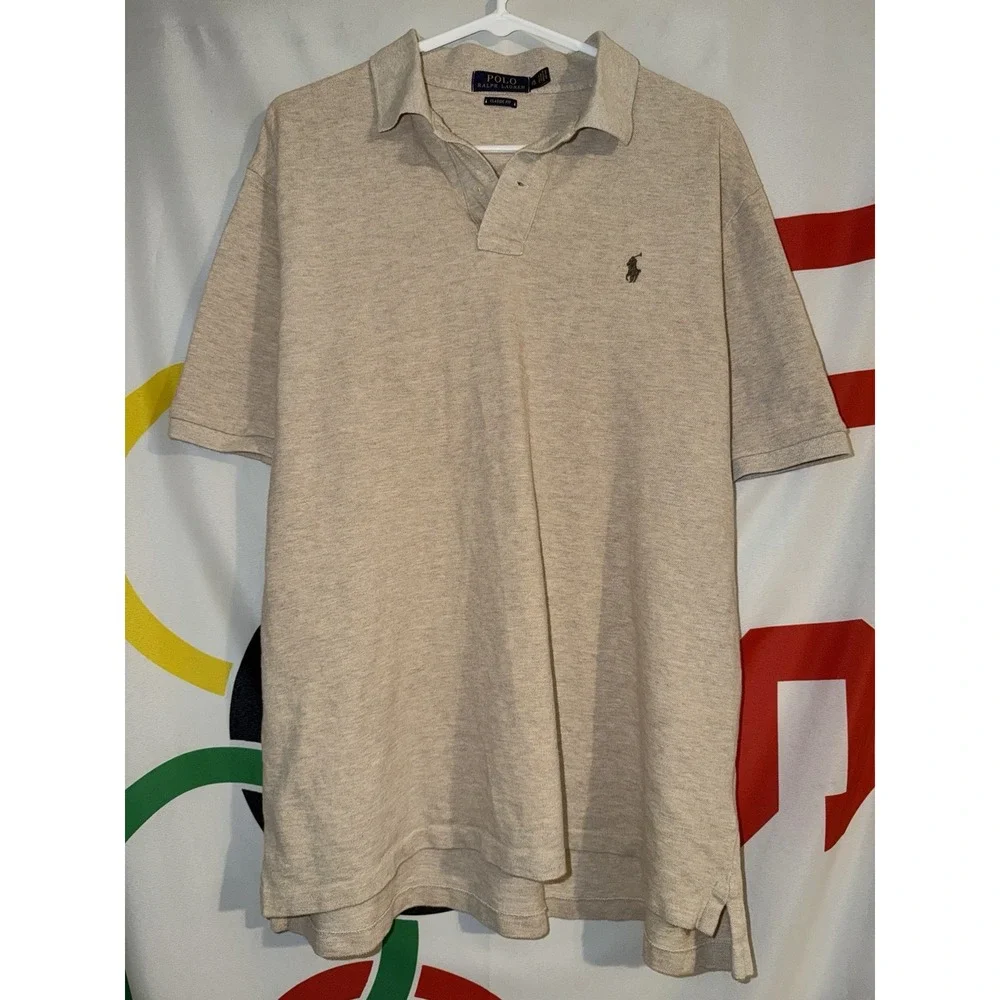 Polo Ralph Lauren Shirt Mens XL Beige Cotton Classic Fit